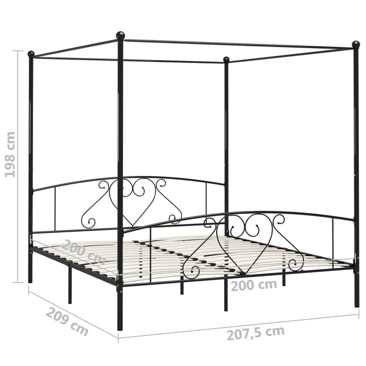 sengestel til himmelseng 200 x 200 cm metal sort