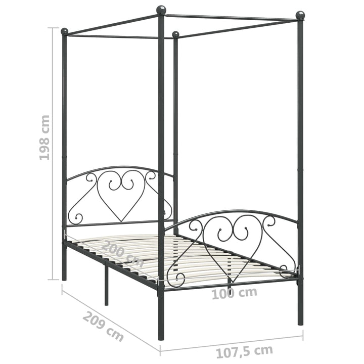 sengestel til himmelseng 100 x 200 cm metal grå