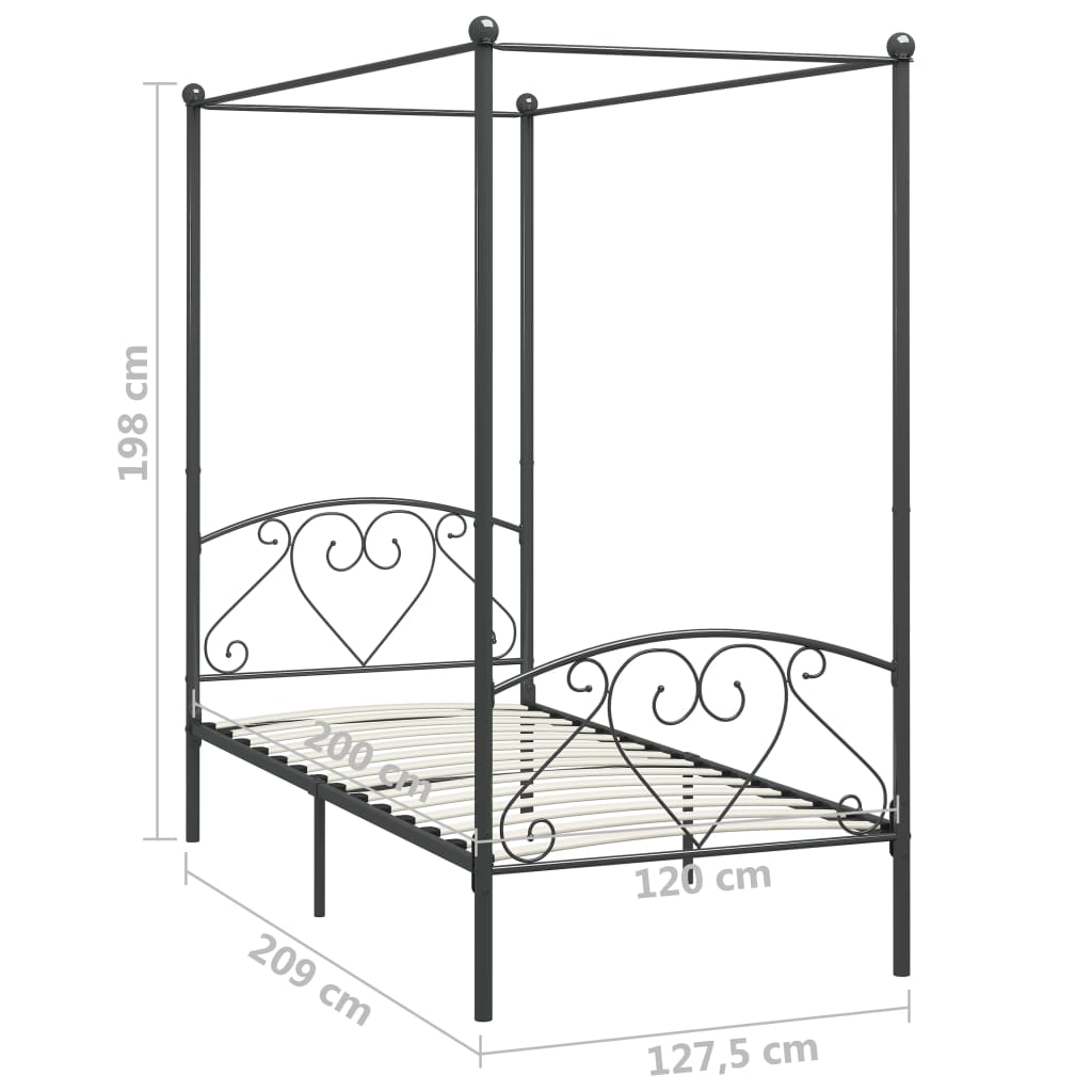 sengestel til himmelseng 120 x 200 cm metal grå
