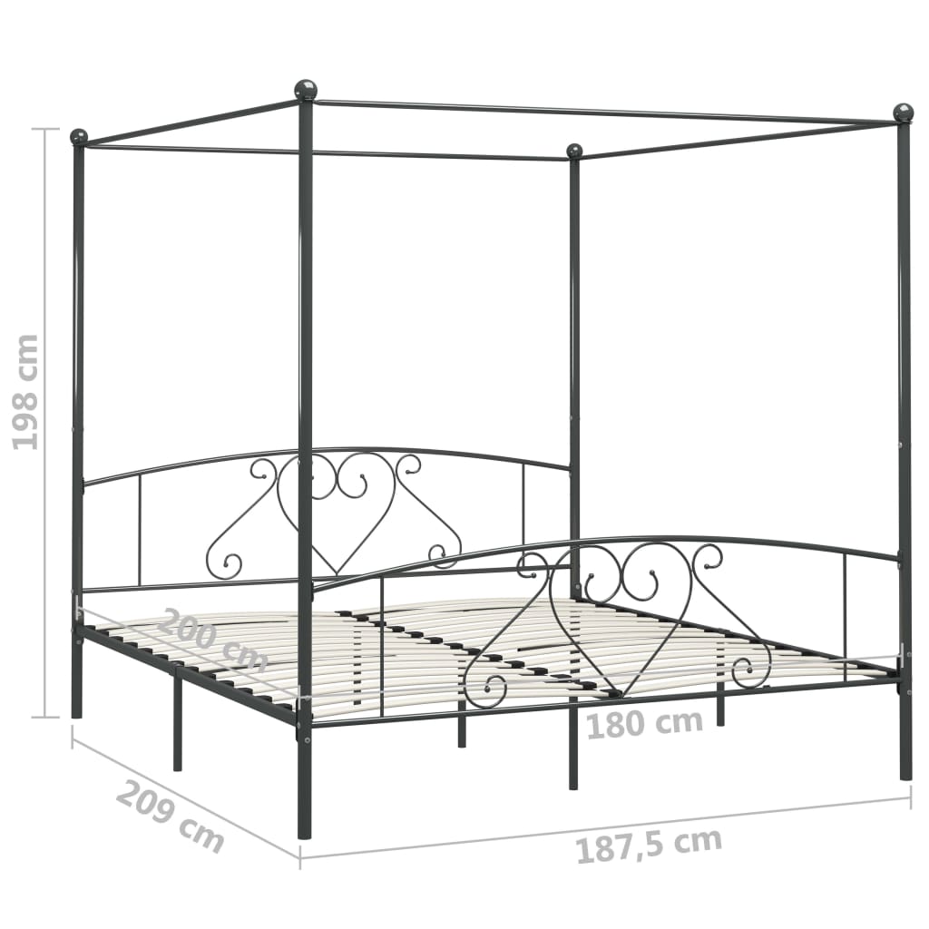 sengestel til himmelseng 180 x 200 cm metal grå