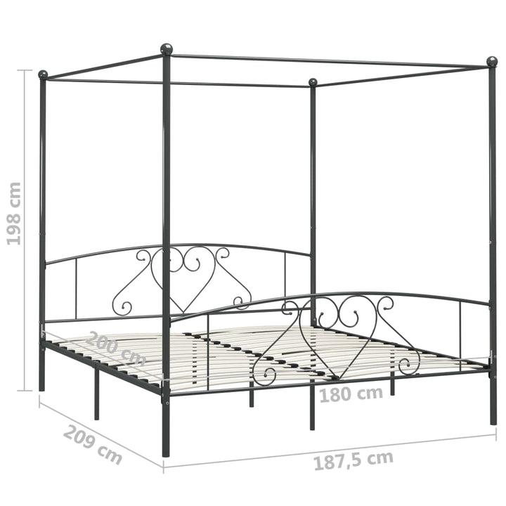 sengestel til himmelseng 180 x 200 cm metal grå