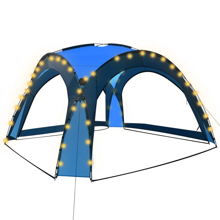 festtelt med LED og 4 sidevægge 3,6x3,6x2,3 m blå