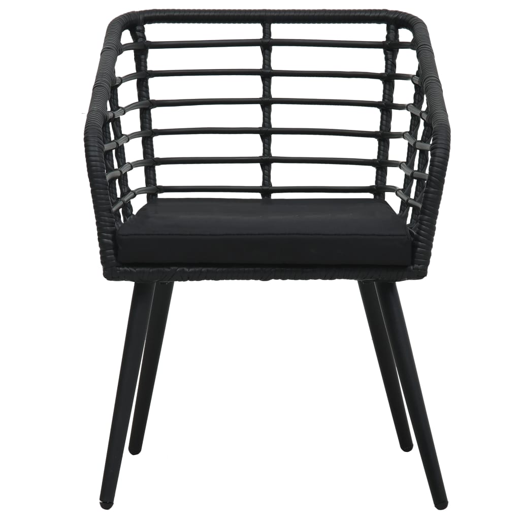 bistrosæt 3 dele polyrattan sort