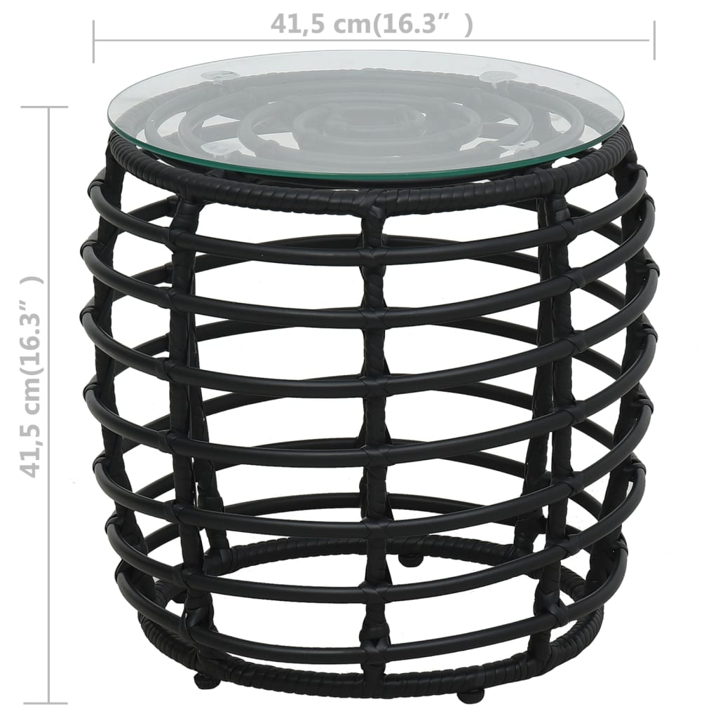 bistrosæt 3 dele polyrattan sort