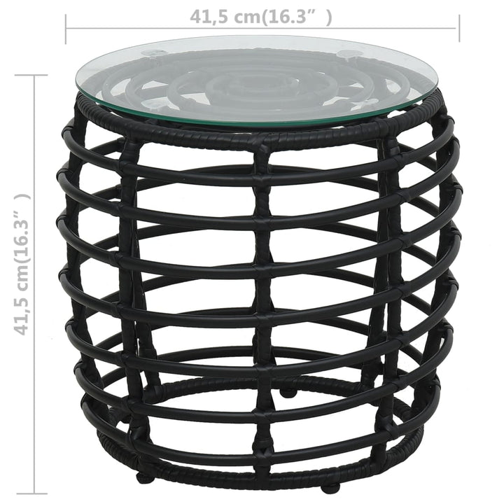 bistrosæt 3 dele polyrattan sort