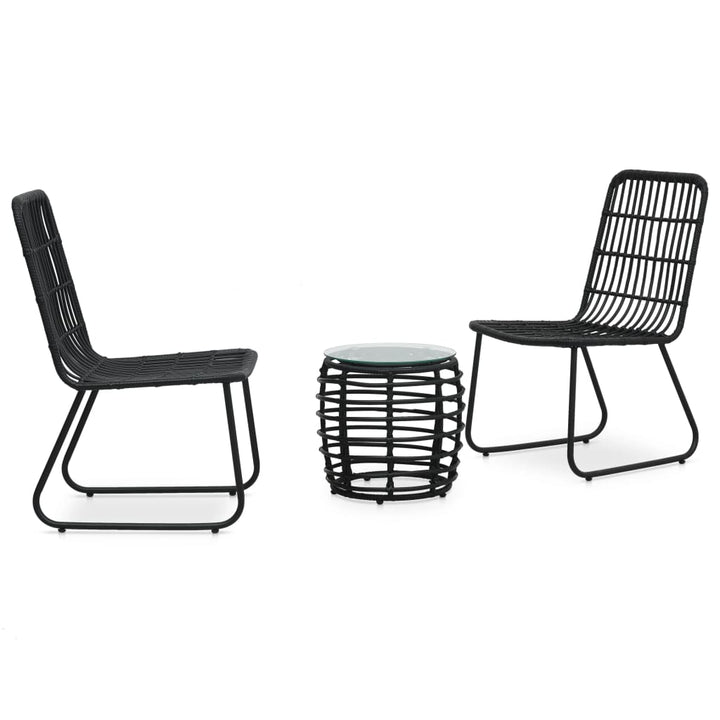 bistrosæt 3 dele polyrattan sort