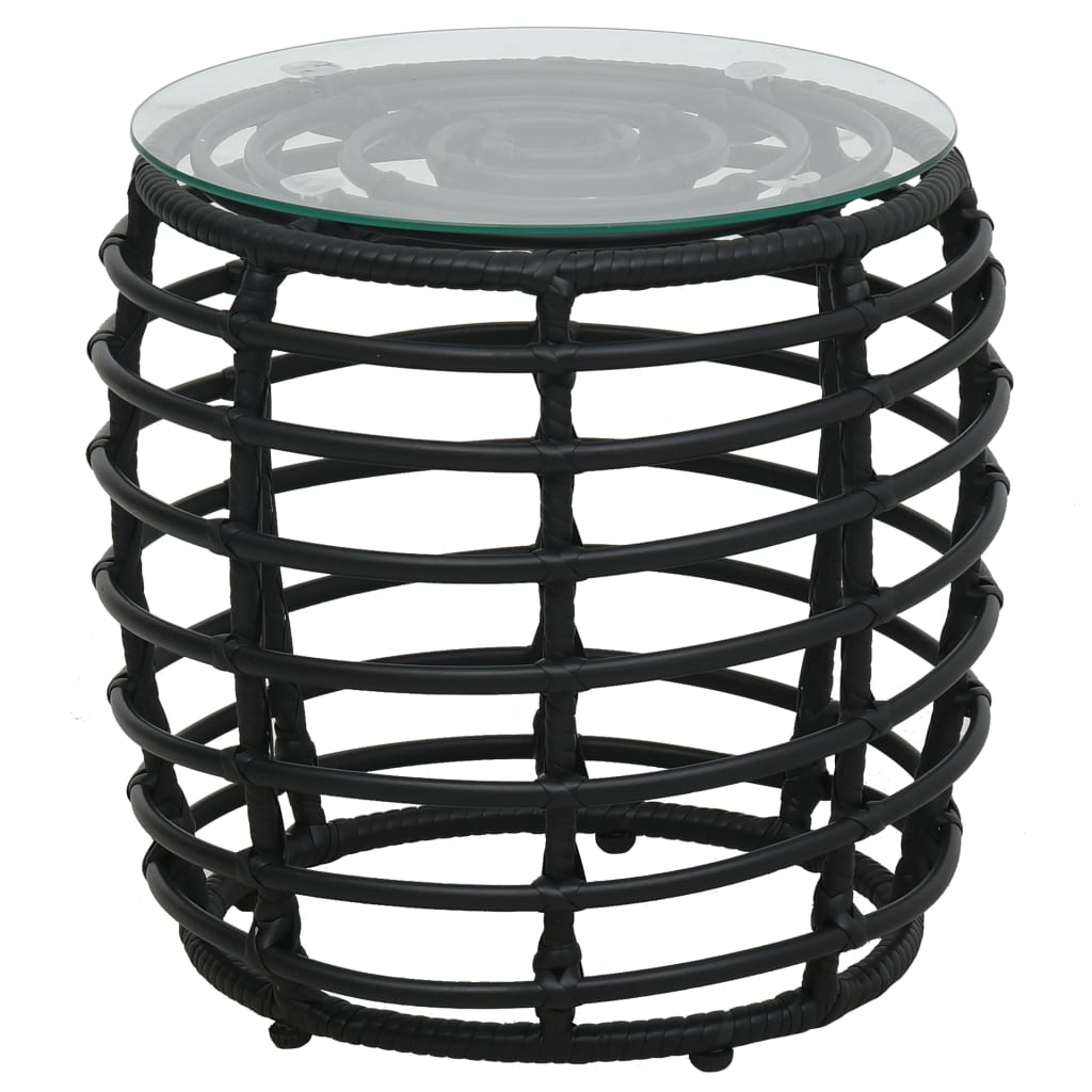 bistrosæt 3 dele polyrattan sort