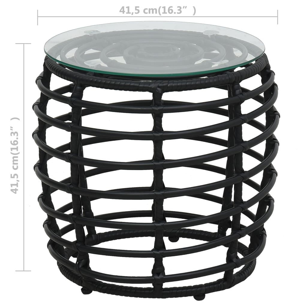 bistrosæt 3 dele polyrattan sort