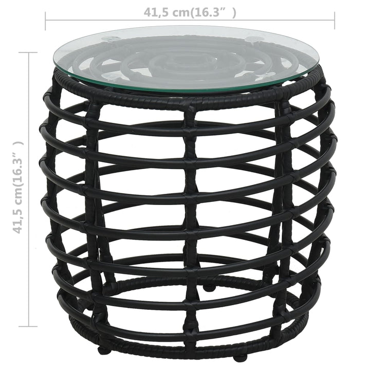 bistrosæt 3 dele polyrattan sort
