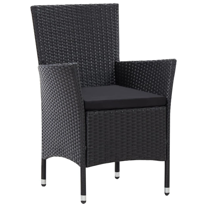 udendørs spisebordssæt 9 dele polyrattan sort