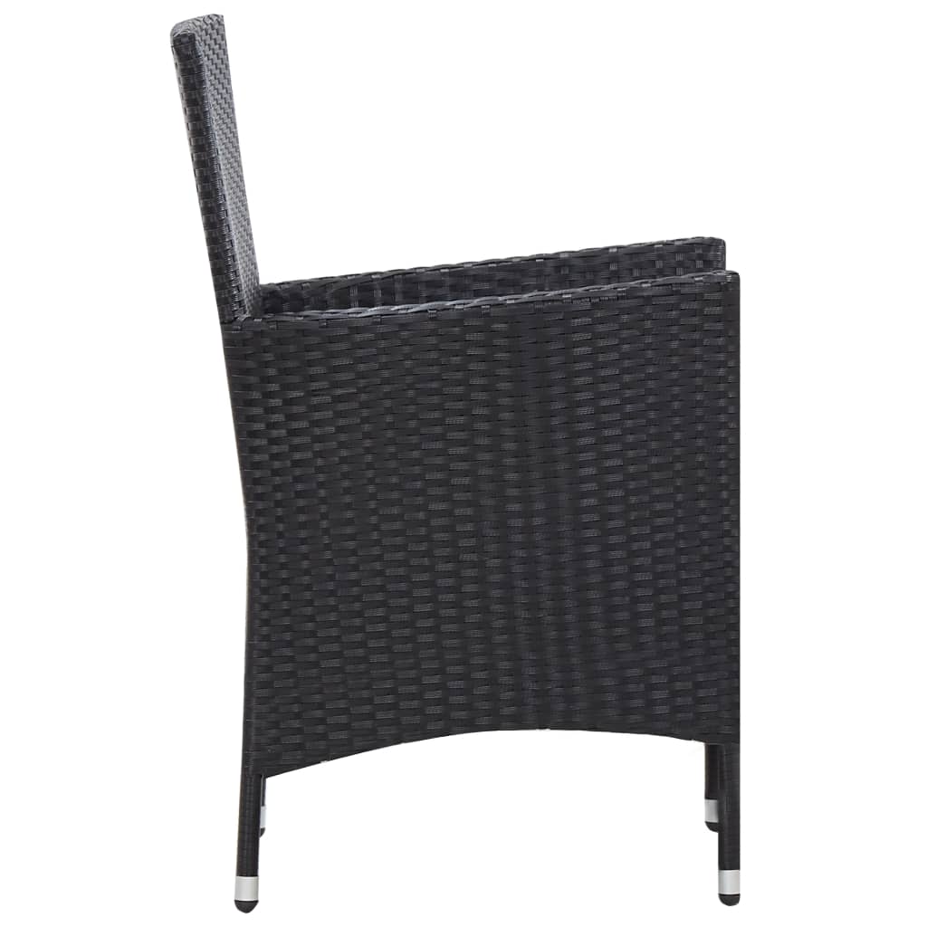 udendørs spisebordssæt 9 dele polyrattan sort