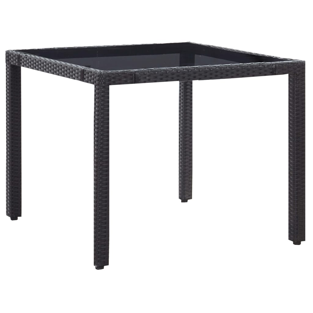 udendørs spisebordssæt 5 dele polyrattan sort