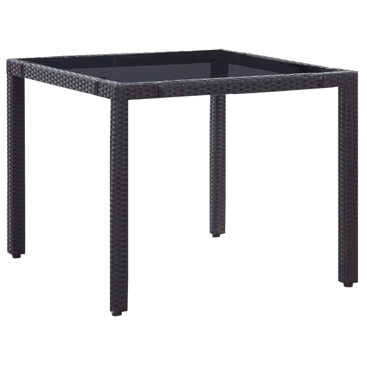udendørs spisebordssæt 5 dele polyrattan sort