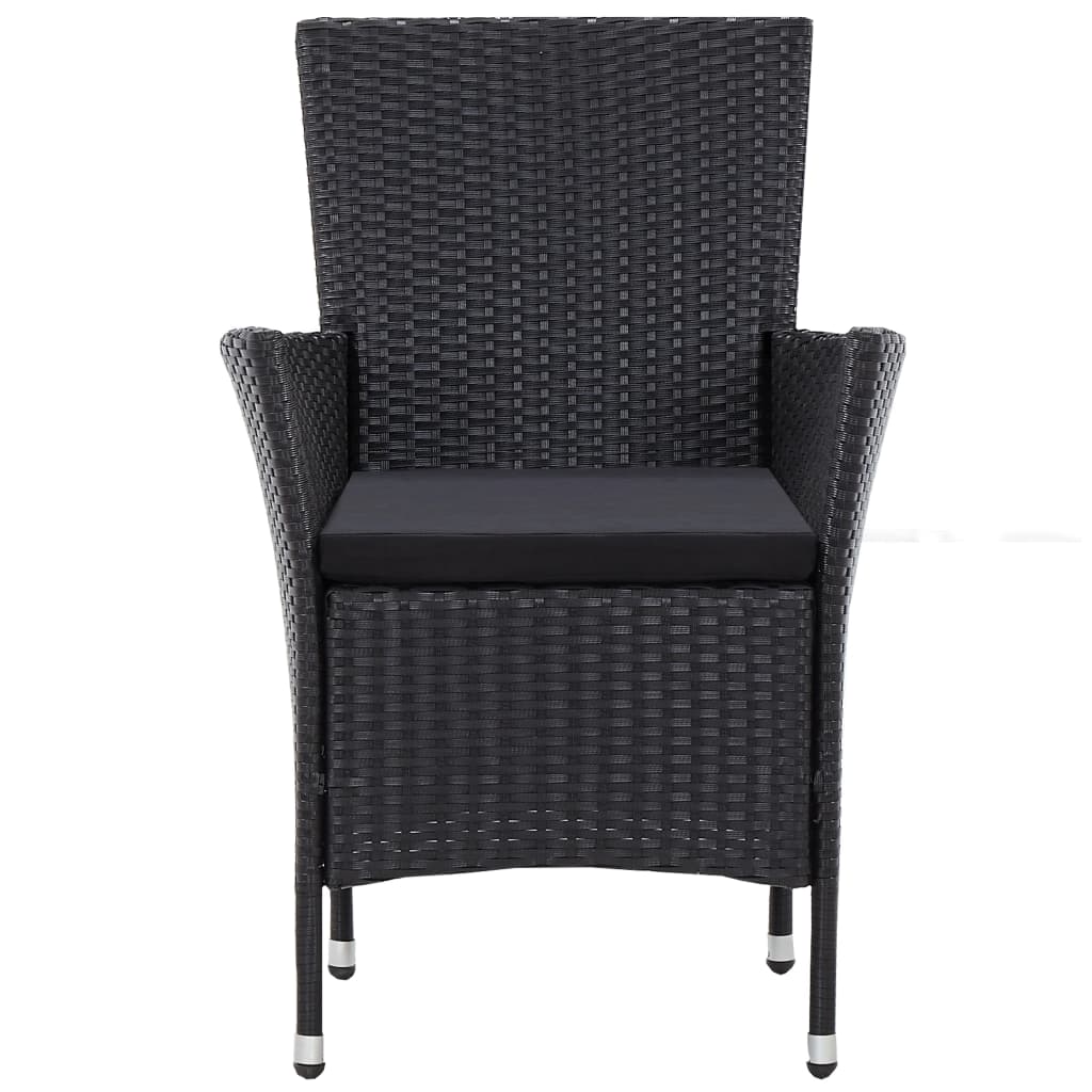 udendørs spisebordssæt 5 dele polyrattan sort