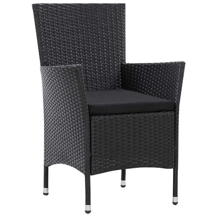 udendørs spisebordssæt 5 dele polyrattan sort