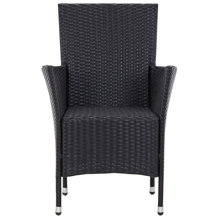 udendørs spisebordssæt 5 dele polyrattan sort