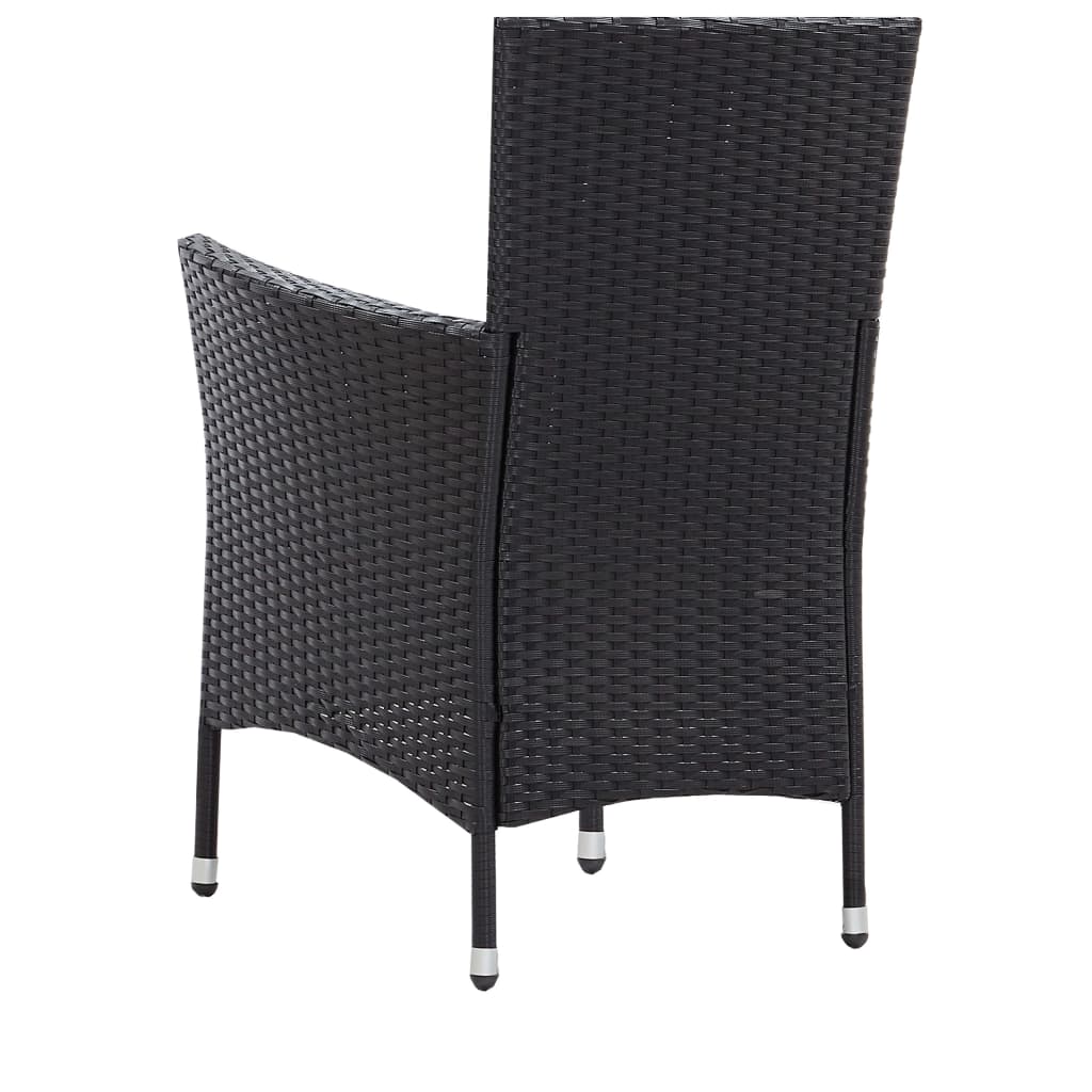 udendørs spisebordssæt 5 dele polyrattan sort