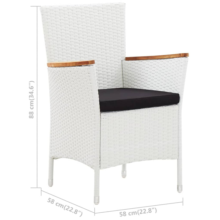 udendørs spisebordssæt 9 dele polyrattan hvid
