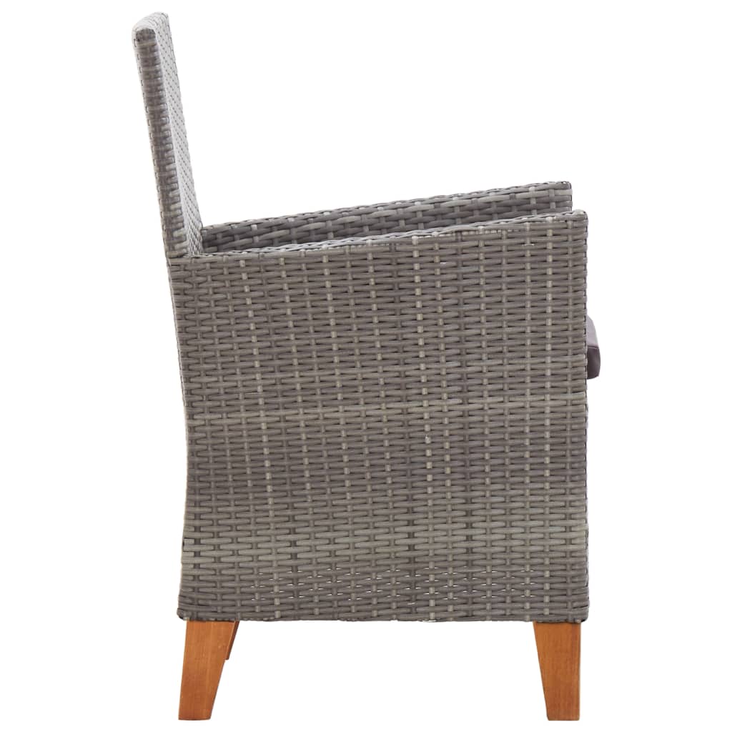 havestole 2 stk. med hynder polyrattan grå