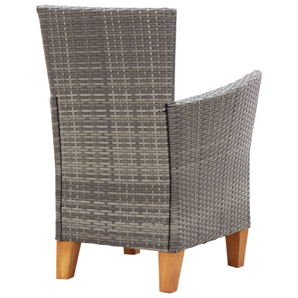 havestole 2 stk. med hynder polyrattan grå