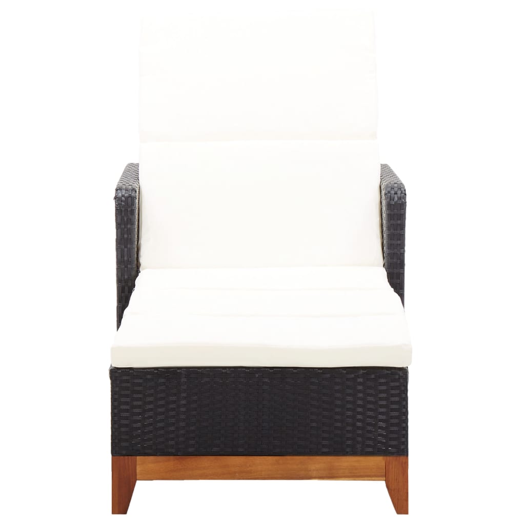 liggestol polyrattan og massivt akacietræ sort