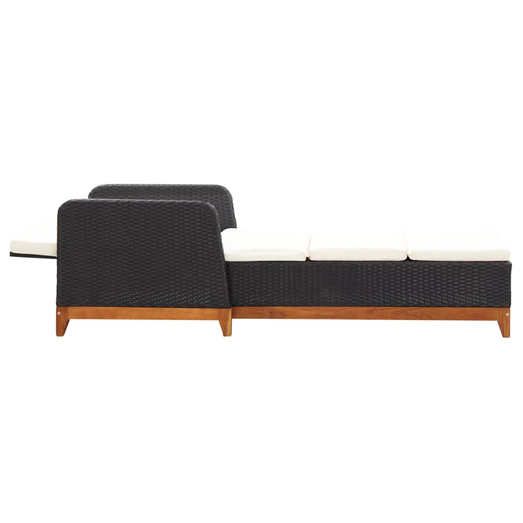 liggestol polyrattan og massivt akacietræ sort