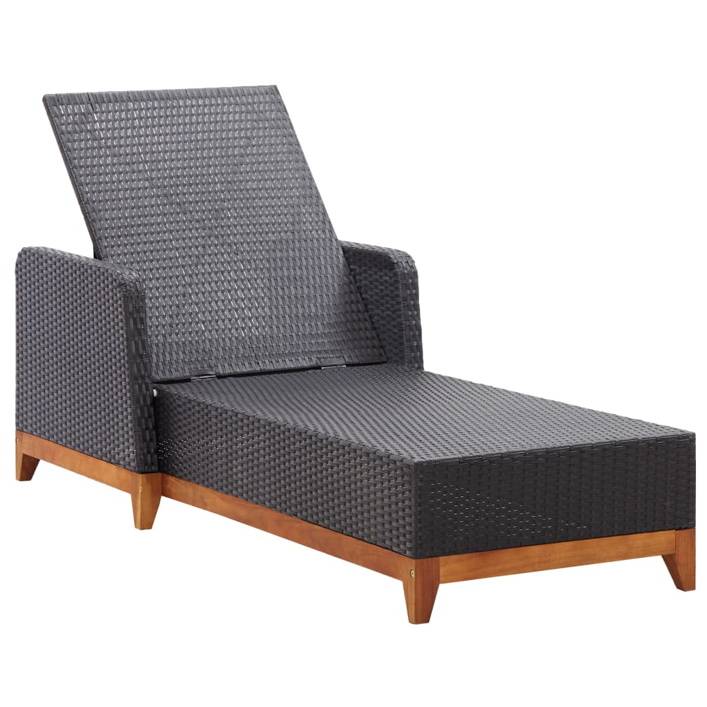 liggestol polyrattan og massivt akacietræ sort