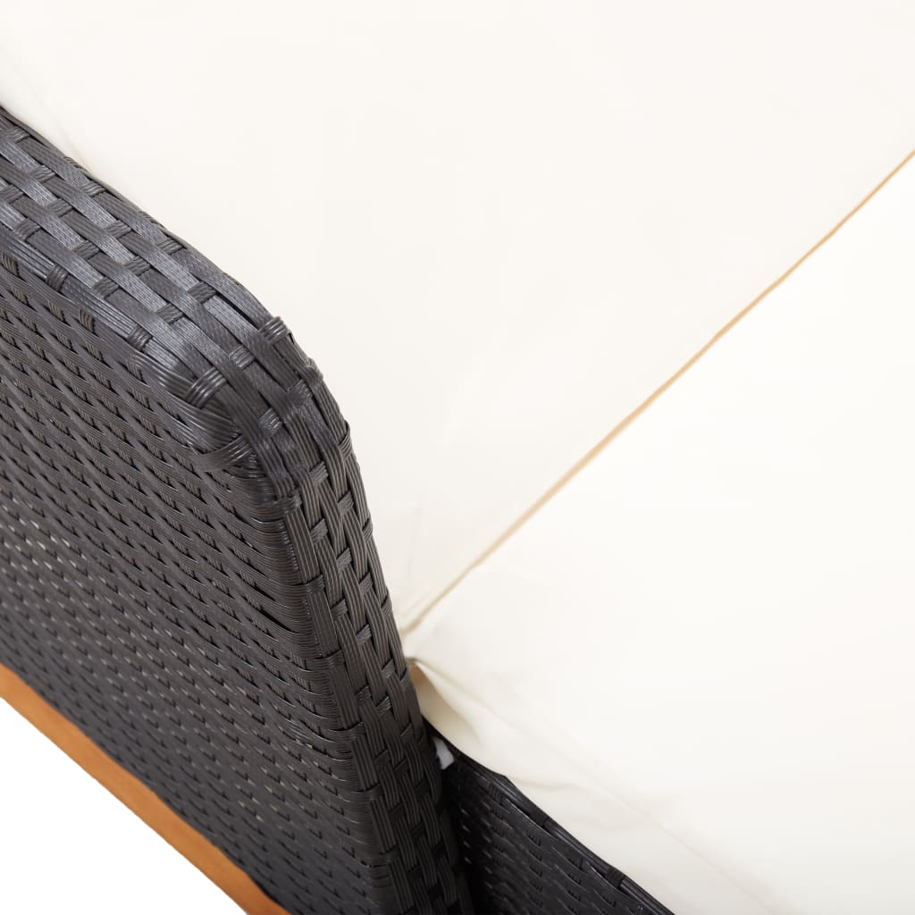 liggestol polyrattan og massivt akacietræ sort