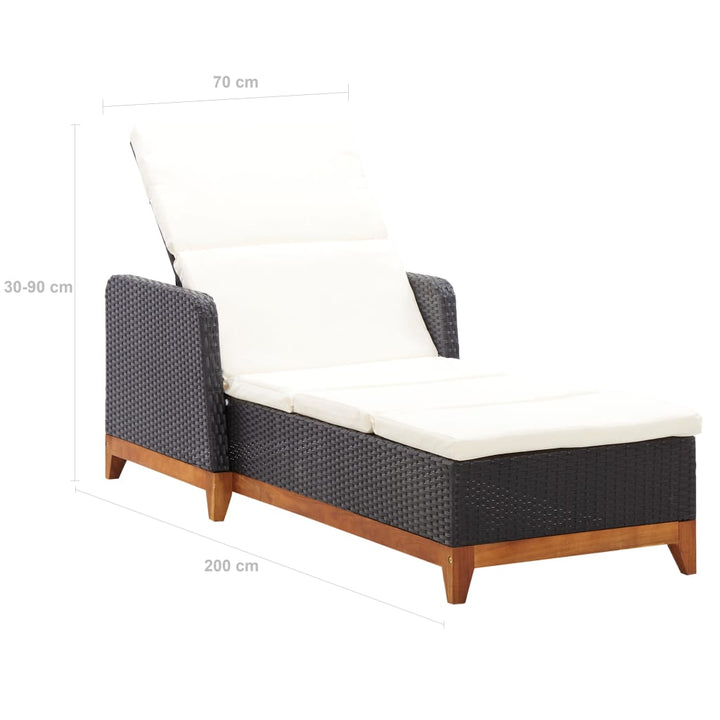 liggestol polyrattan og massivt akacietræ sort