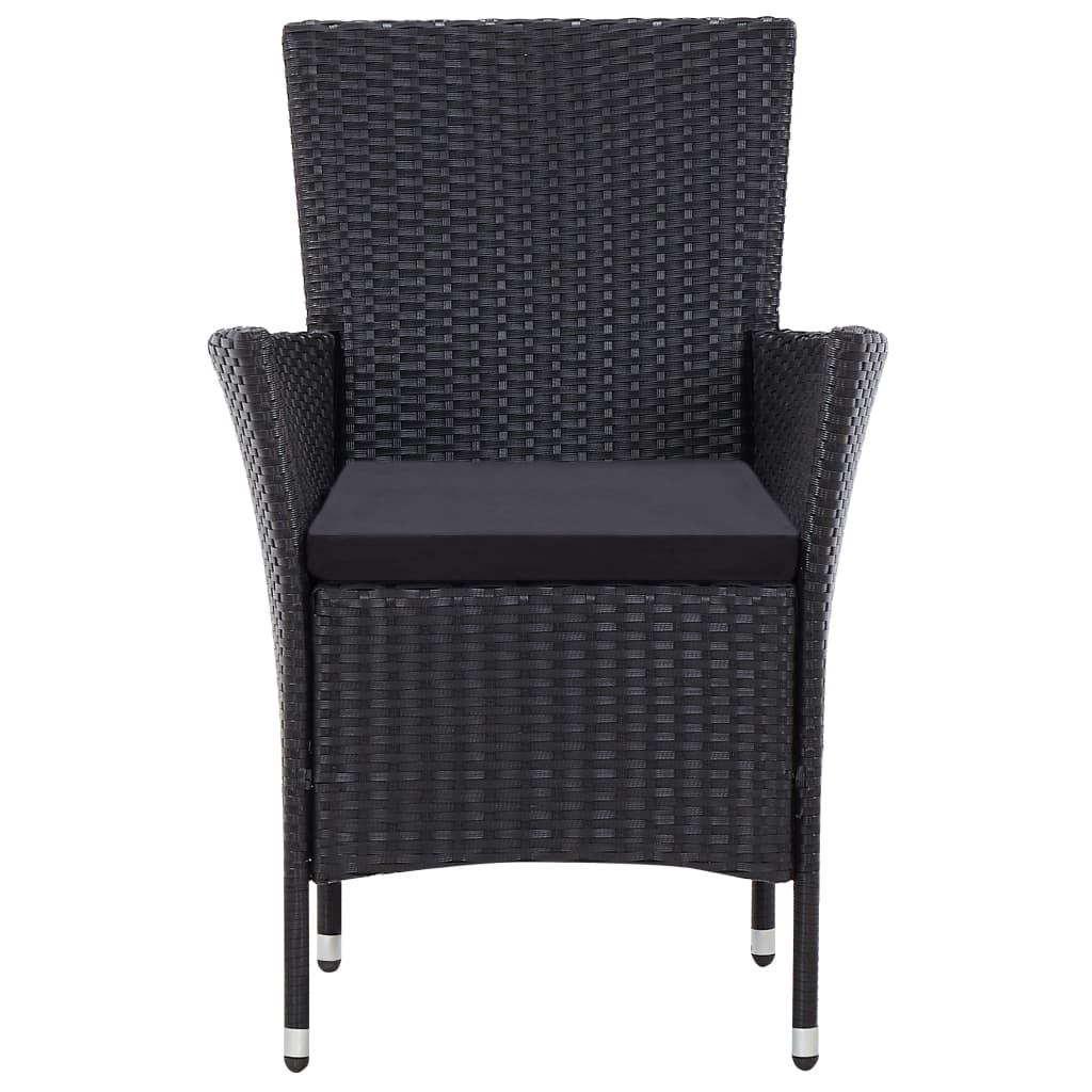udendørs spisebordssæt 9 dele med hynder polyrattan sort