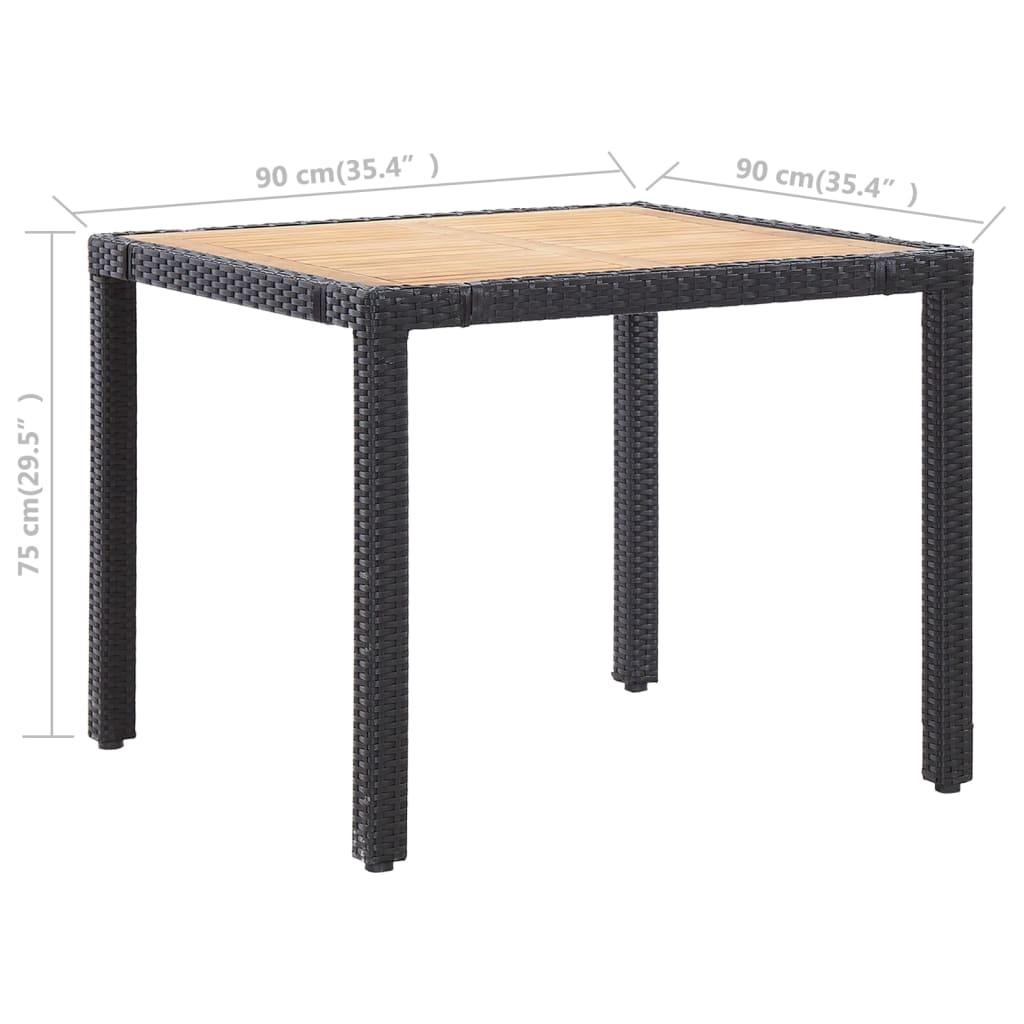udendørs spisebordssæt 5 dele med hynder polyrattan sort