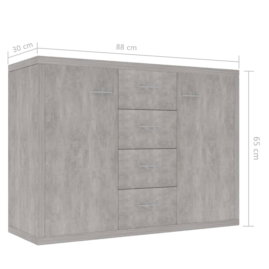skænk 88x30x65 cm konstrueret træ betongrå