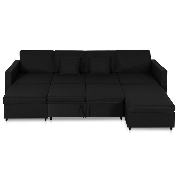 4-personers sovesofa med udtræk stof sort