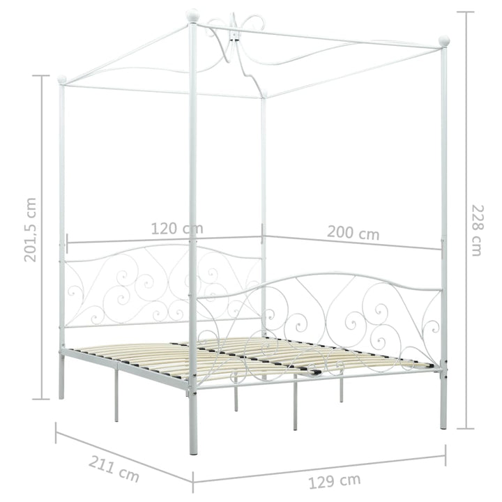 sengestel til himmelseng 120 x 200 cm metal hvid