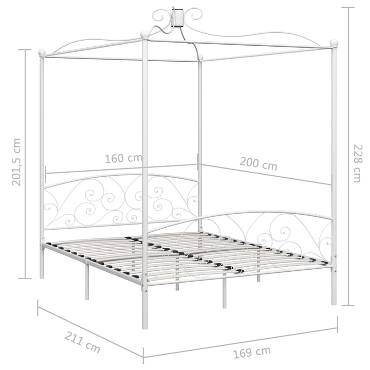 sengestel til himmelseng 160 x 200 cm metal hvid