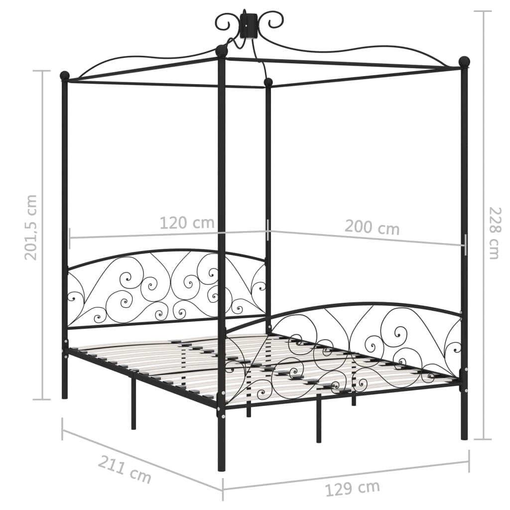 sengestel til himmelseng 120 x 200 cm metal sort