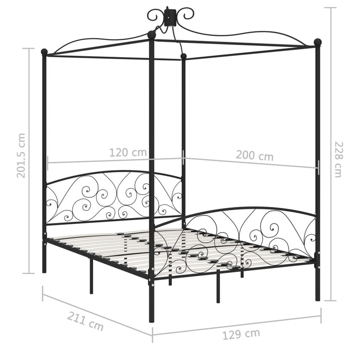 sengestel til himmelseng 120 x 200 cm metal sort