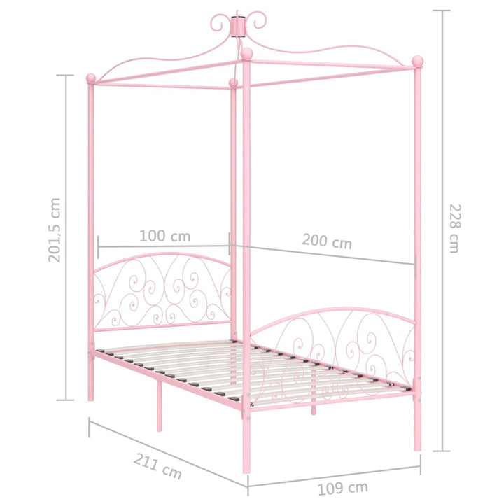 sengestel til himmelseng 100 x 200 cm metal pink