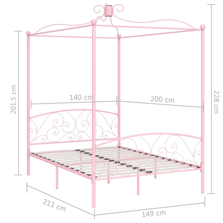 sengestel til himmelseng 140 x 200 cm metal pink