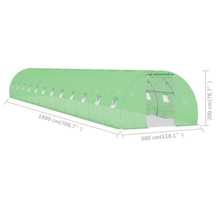 drivhus 45 m² 18x3x2 m