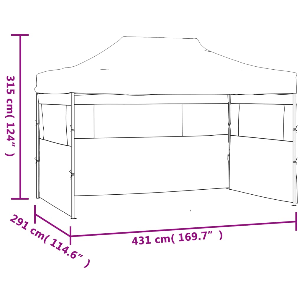 festtelt med 3 vægge 3x4,5 m foldbart hvid