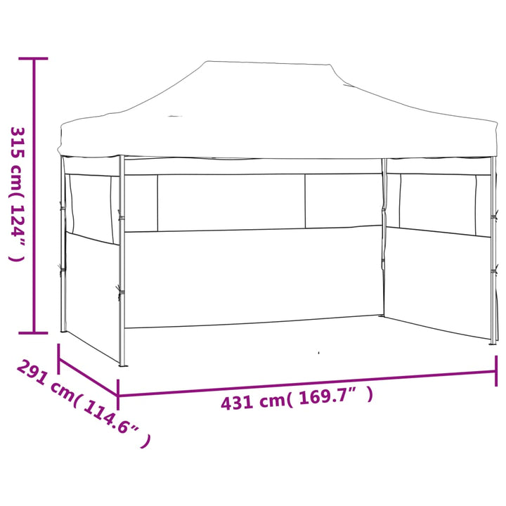 festtelt med 3 vægge 3x4,5 m foldbart hvid