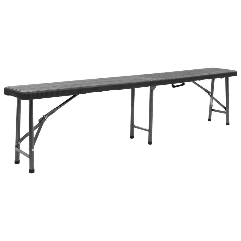 foldbare havebænke 2 stk. 180 cm HDPE sort