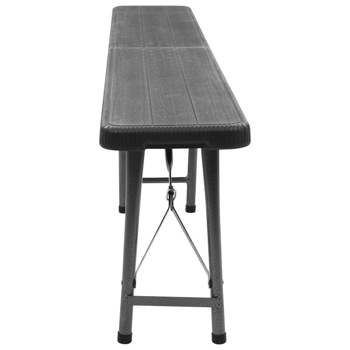 foldbare havebænke 2 stk. 180 cm HDPE sort