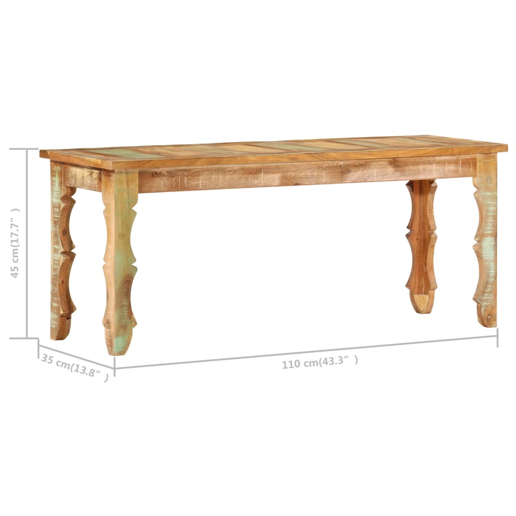 bænk 110x35x45 cm massivt genbrugstræ