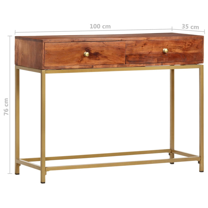 konsolbord 100 x 35 x 76 cm massivt akacietræ