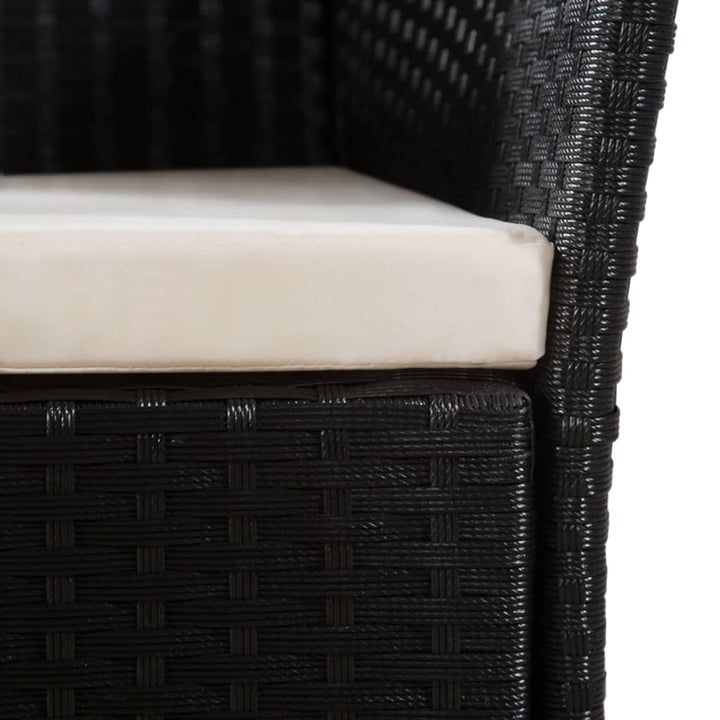 udendørs spisebordssæt 5 dele polyrattan sort og brun