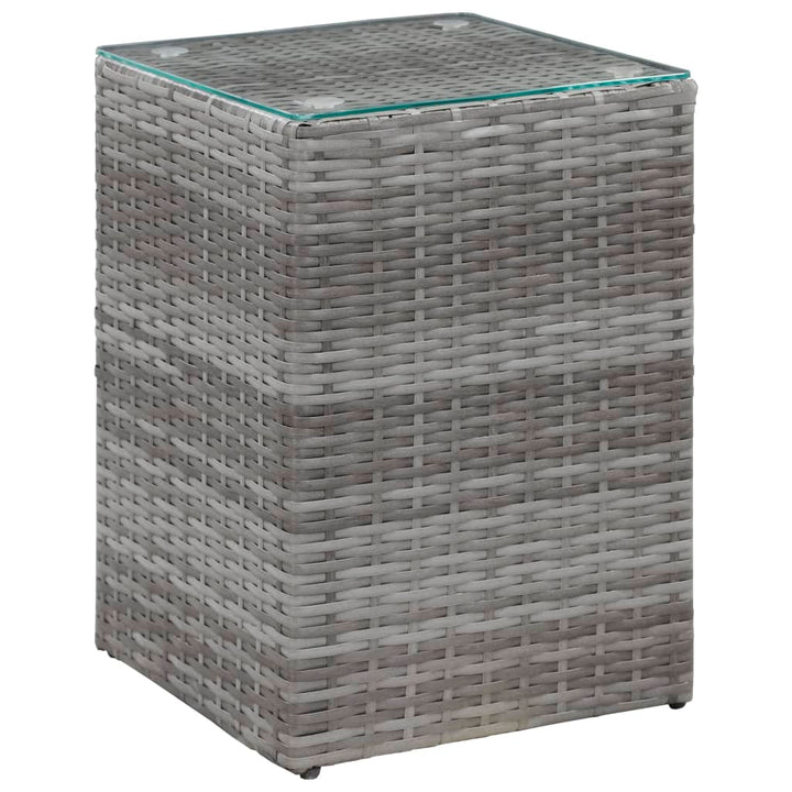 sideborde med glastop 3 stk. polyrattan grå