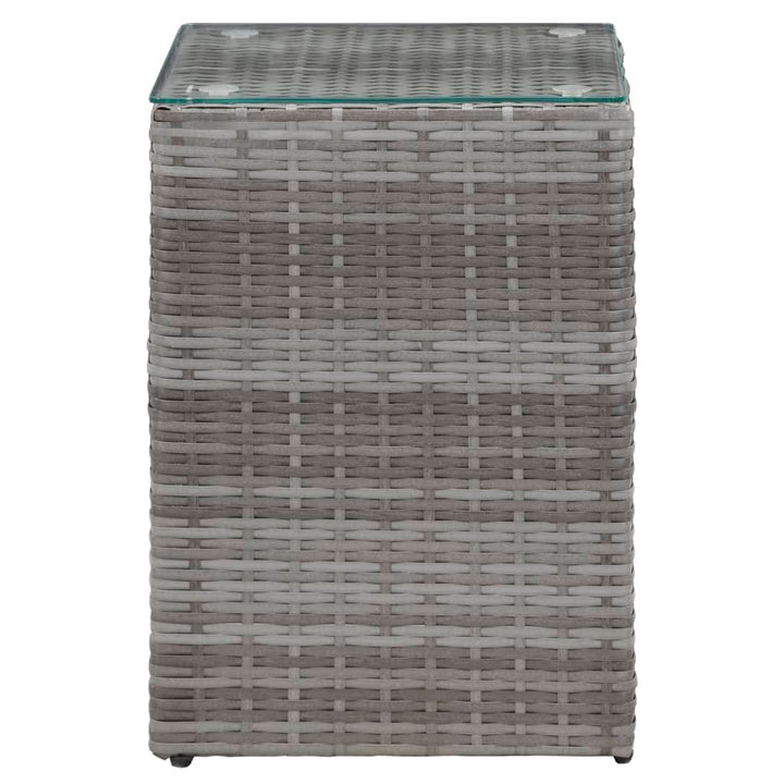 sideborde med glastop 3 stk. polyrattan grå