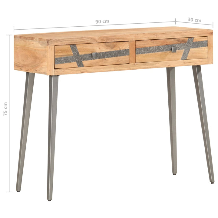 konsolbord 90 x 30 x 75 cm massivt akacietræ